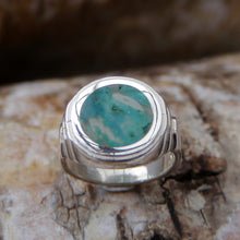 Load image into Gallery viewer, Sterling Silver Ring with Blue Jasper Stone