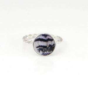 Blue John Rope Weave Silver Ring