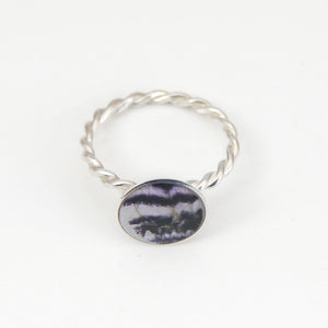 Blue John Rope Weave Silver Ring