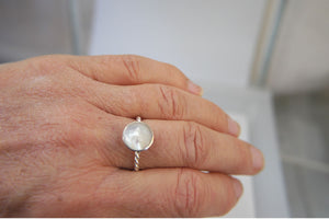 Mother of Pearl Rope Weave Silver Ring