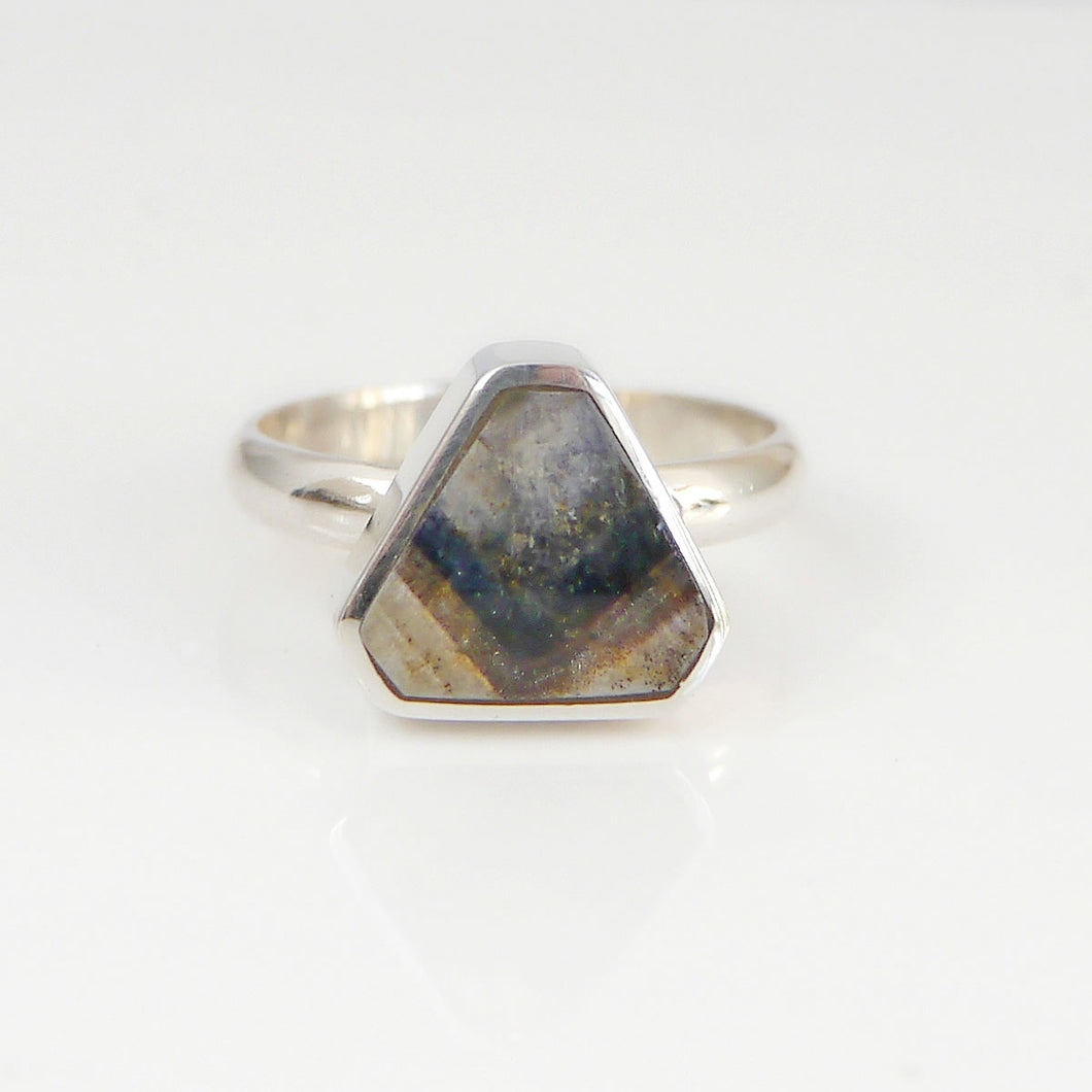 Blue John Silver Ring Triangle Design