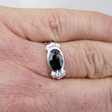 Load image into Gallery viewer, Whitby Jet Ring with Cubic Zirconia