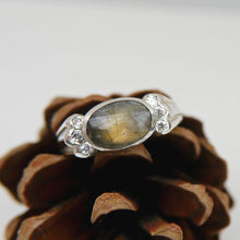 Load image into Gallery viewer, Labradorite Ring and Cubic Zirconia stones