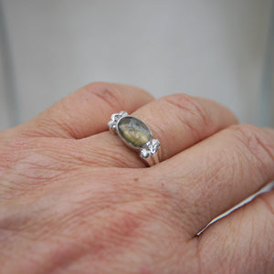 Labradorite Ring and Cubic Zirconia stones