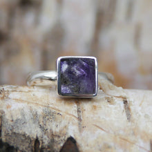 Load image into Gallery viewer, Blue John Silver Ring Square Design
