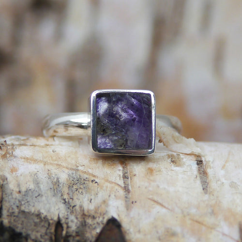 Blue John Silver Ring Square Design