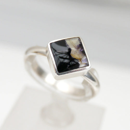 Blue John Silver Ring Square Design