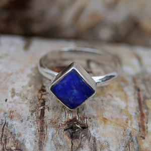 Lapis Lazuli Square Silver Ring