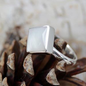 Mother Of Pearl Square Silver Ring