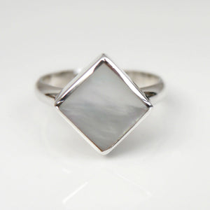 Mother Of Pearl Square Silver Ring