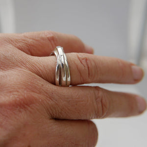 Crossover Triple Band Ring in Hallmarked Sterling Silver