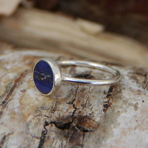 Lapis Lazuli Sterling Silver Ring Round Design