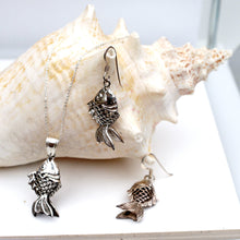 Load image into Gallery viewer, Fish Pendant and Fish Earrings Gift Set in Sterling Silver