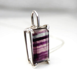 Fluorite Pendant in Sterling Silver - Large 13.85ct Fluorite Stone