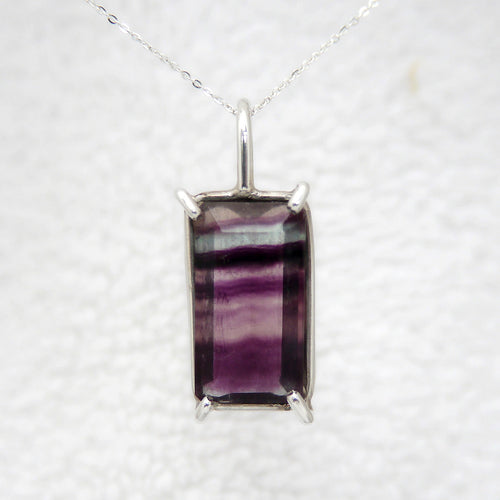 Fluorite Pendant in Sterling Silver - Large 13.85ct Fluorite Stone