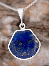Load image into Gallery viewer, Lapis Lazuli and Jet Double Sided Pendant Shell Shape