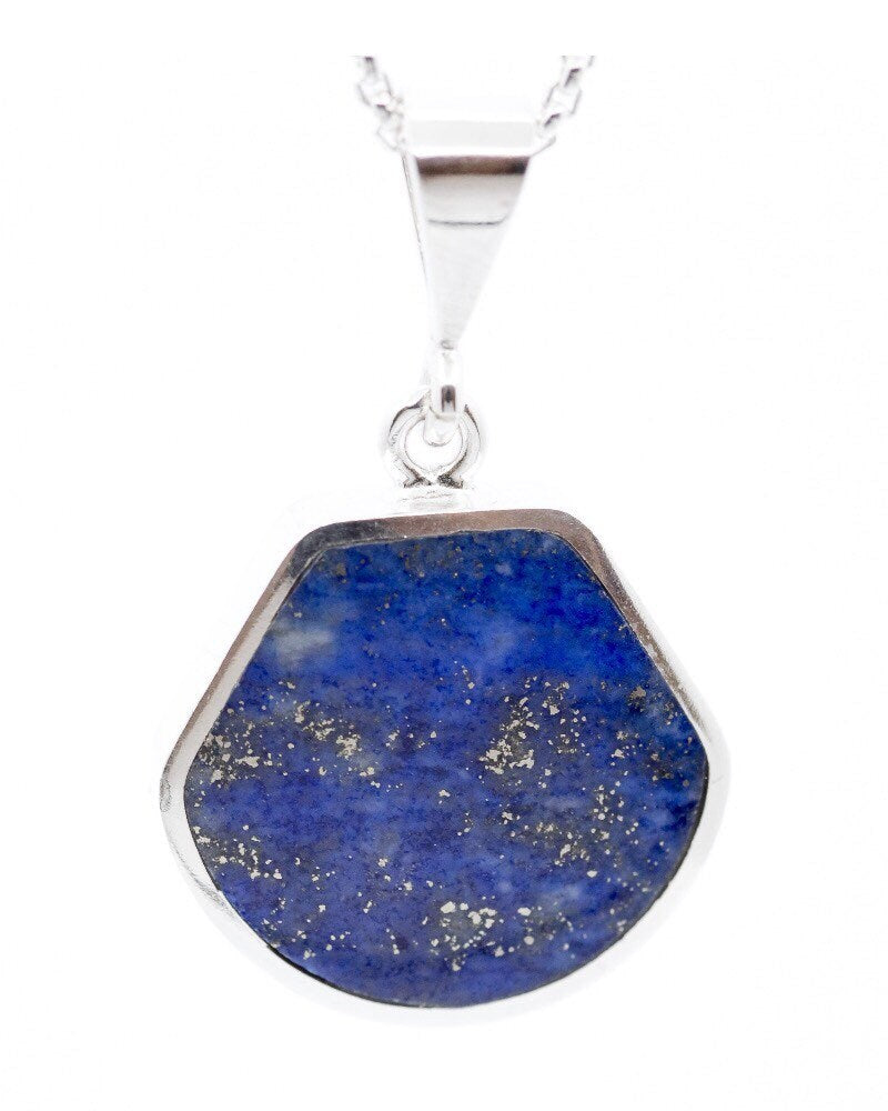 Lapis Lazuli and Jet Double Sided Pendant Shell Shape