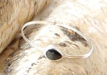 Load image into Gallery viewer, Whitby Jet Silver Bangle Pear Design