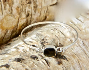 Whitby Jet Tension Bangle Rounded Square Design