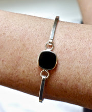 Load image into Gallery viewer, Whitby Jet Tension Bangle Rounded Square Design
