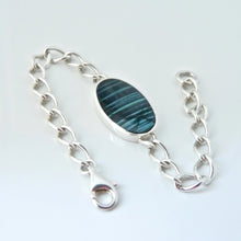 Load image into Gallery viewer, Labradorite silver link chain silver bracelet oval design