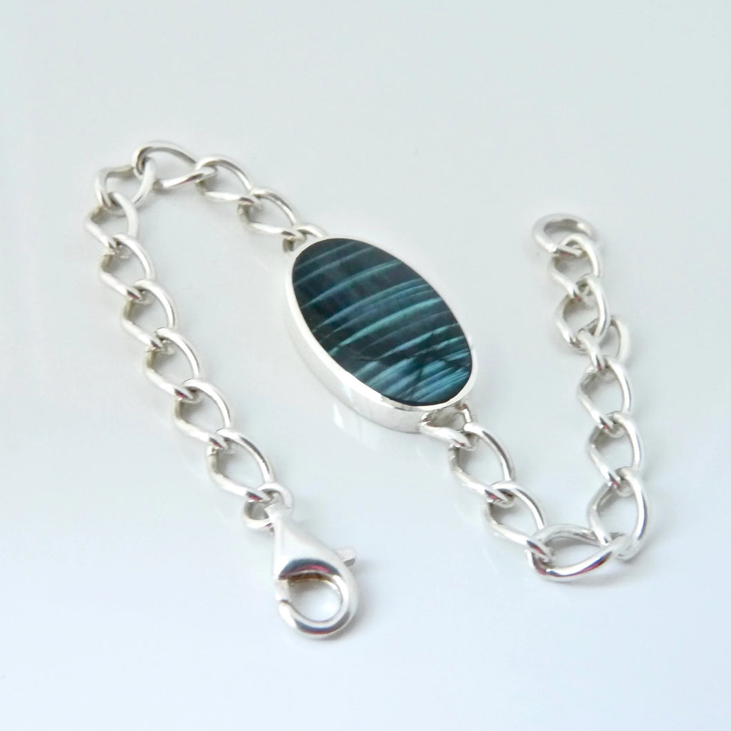 Labradorite silver link chain silver bracelet oval design