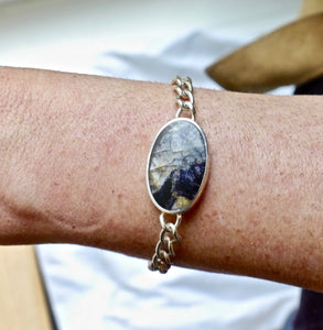 Blue John & Mother of Pearl Reversible Bracelet Oval Design