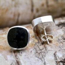 Load image into Gallery viewer, whitby jet solid silver earrings