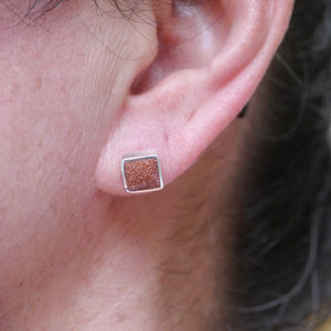 goldstone silver earrings