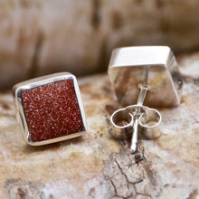 Load image into Gallery viewer, goldstone sterling silver earrings
