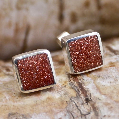 goldstone silver earrings by my handmade jewellery