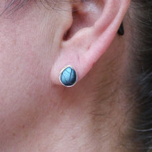 Load image into Gallery viewer, labradorite stud earrings by my handmade jewellery