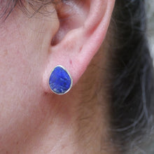 Load image into Gallery viewer, lapis lazuli silver stud earrings