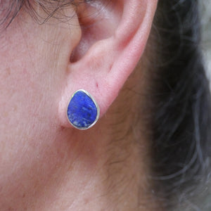 lapis lazuli silver stud earrings