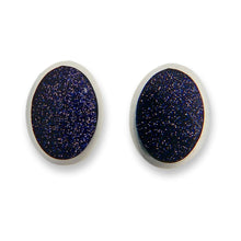 Load image into Gallery viewer, handmade blue goldstone silver stud earrings