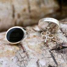 Load image into Gallery viewer, sterling silver stud earrings with whitby jet