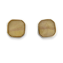 Load image into Gallery viewer, handmade sterling silver stud earrings with fluorite