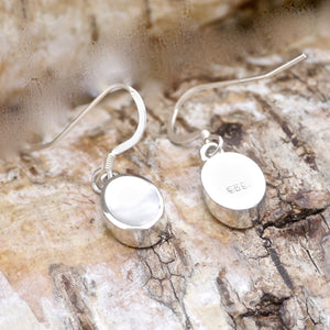 Labradorite Silver Drop Earrings Oval Design