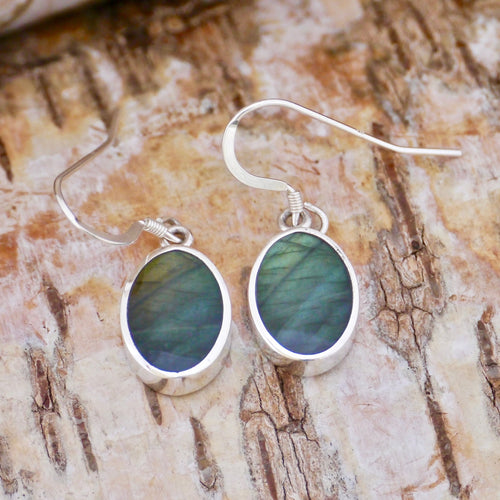 handmade labradorite earrings in silver