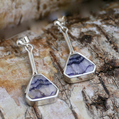 blue john drop earrings by my handmade jewellery