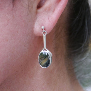 labradorite silver stem drop earring