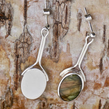 Load image into Gallery viewer, labradorite drop earrings in silver by my handmade jewellery