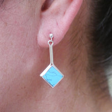 Load image into Gallery viewer, handmade silver stem turquoise earring