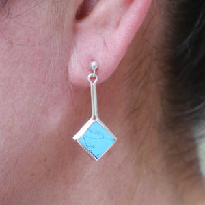 handmade silver stem turquoise earring