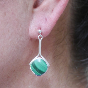 handmade sterling silver malachite earring