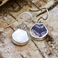 Load image into Gallery viewer, blue john and mother of pearl reversible earrings