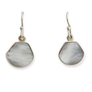 handmade mother of pearl silver earrings shell design