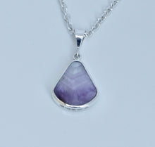 Load image into Gallery viewer, Mother of Pearl &amp; Amethyst Reversible Pendant Fan Shape