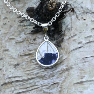 blue john pendant with whitby jet on the reverse - handmade in the UK