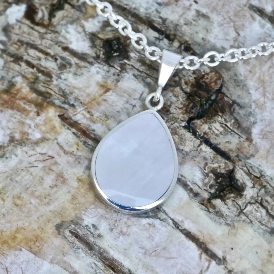 mother of pearl silver pendant - handmade in the UK